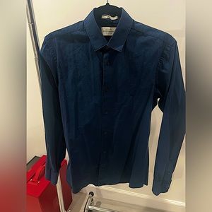 Essentials-Cotton elastane shirt relaxed fit classic collar Size S